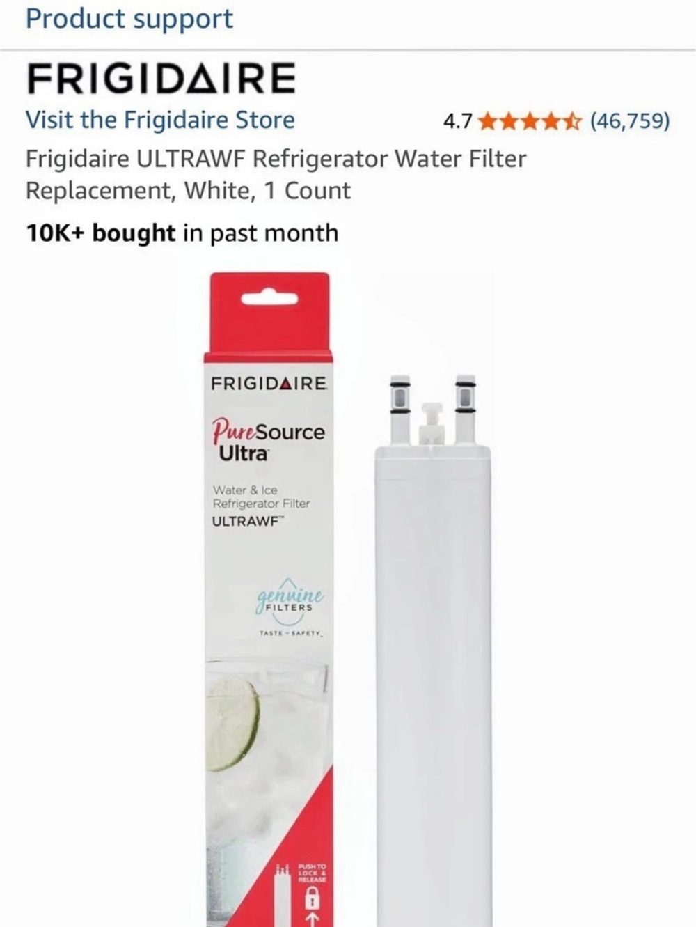 Frigidaire PureSource Ultra ULTRAWF Refrigerator Water Filter NWT